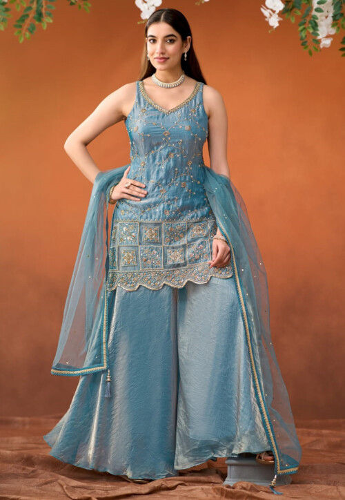 Buy Embroidered Satin Silk Scalloped Pakistani Suit in Light Blue Online : KBN2099 - Utsav Fashion Buy Embroidered Satin Silk Scalloped Pakistani Suit in Light Blue Online : KBN2099 - Utsav Fashion