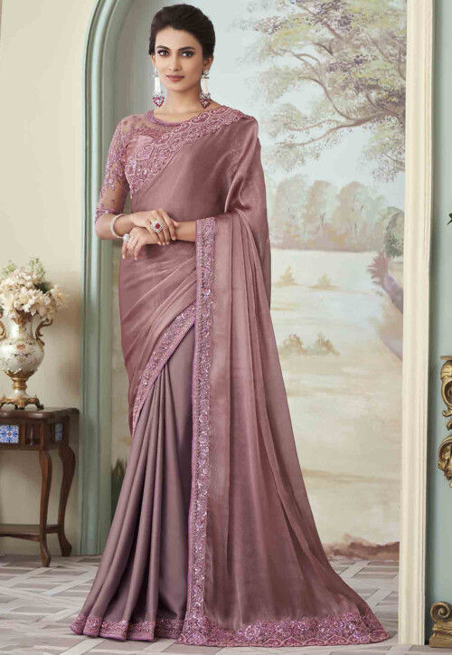 Buy Peach Sarees for Women by VIVERA Online | Ajio.com