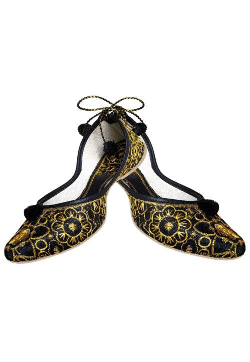 Embroidered Synthetic Women Jutti in Black