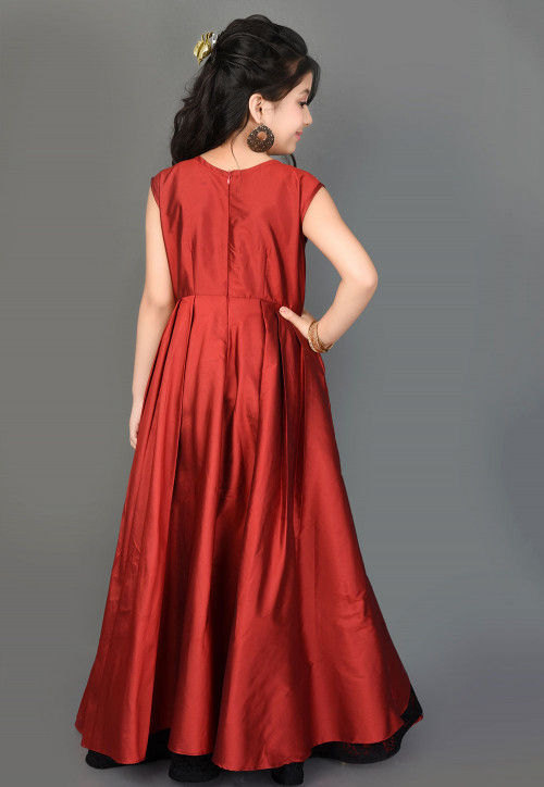 Yellow Designer Embroidered Taffeta Gown main image 1