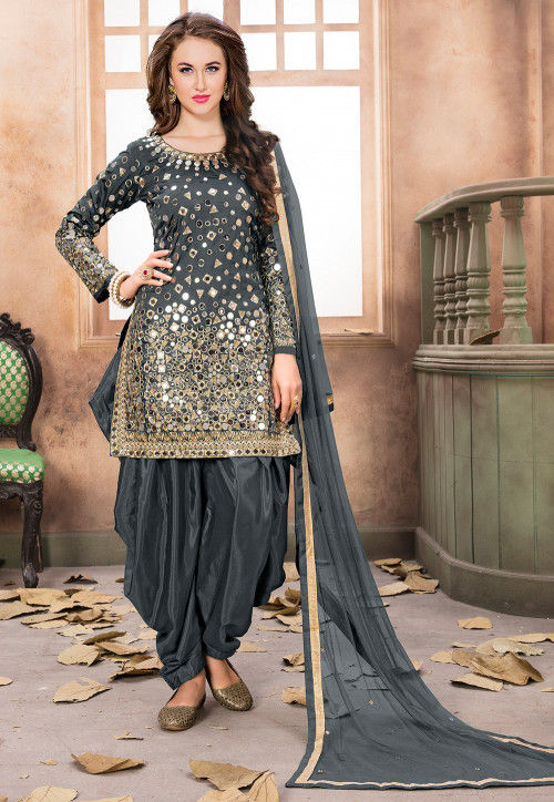 Punjabi suit grey deals