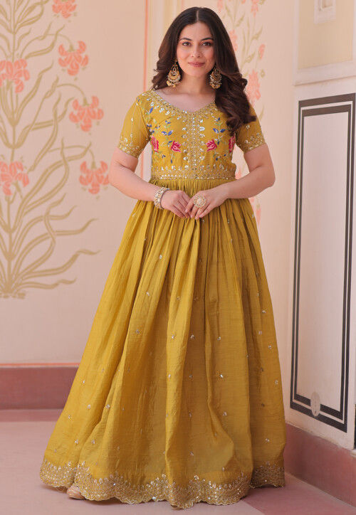 gold tissue dress Golden Tissue Silk Gown for Women main image 1