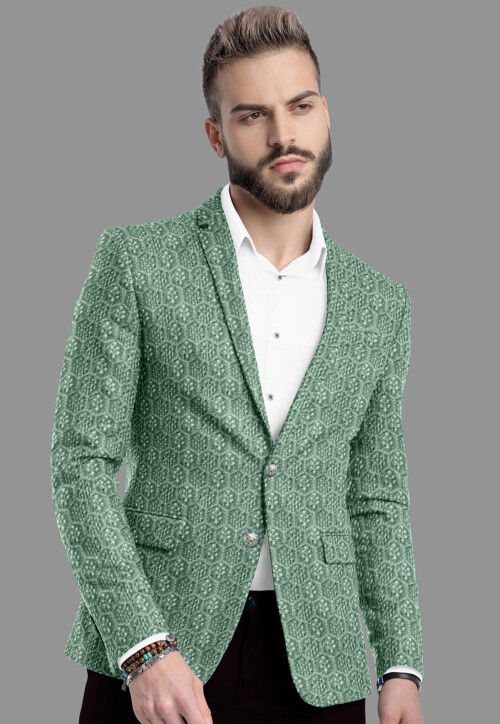 Buy Embroidered Velvet Blazer in Pastel Green Online : MTE2275 - Utsav Fashion Buy Embroidered Velvet Blazer in Pastel Green Online : MTE2275 - Utsav Fashion
