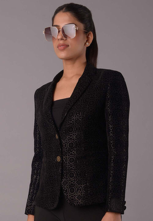 Buy Embroidered Velvet Jacket in Black Online : TBN87 - Utsav Fashion