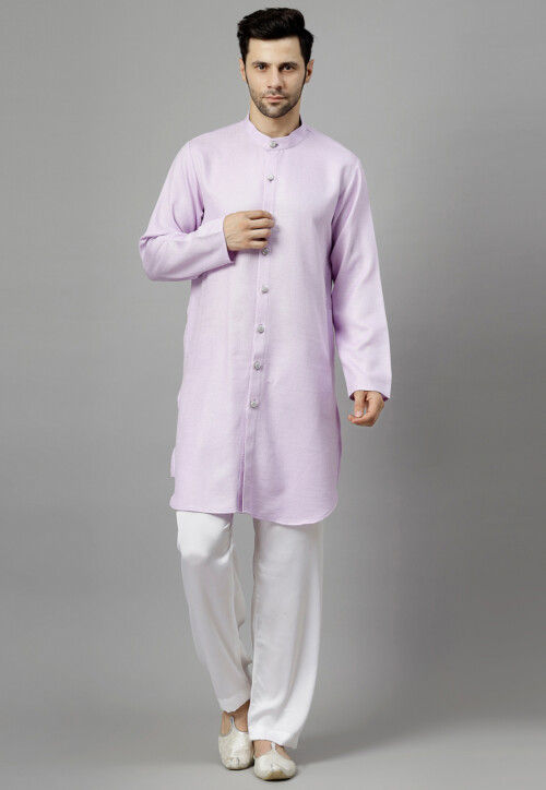 Embroidered Velvet Jodhpuri Suit in Navy Blue and Light Purple