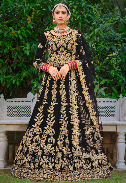 Buy Charming Rani Pink Multi-Thread Work Velvet Bridal Lehenga Choli From  Ethnic Plus