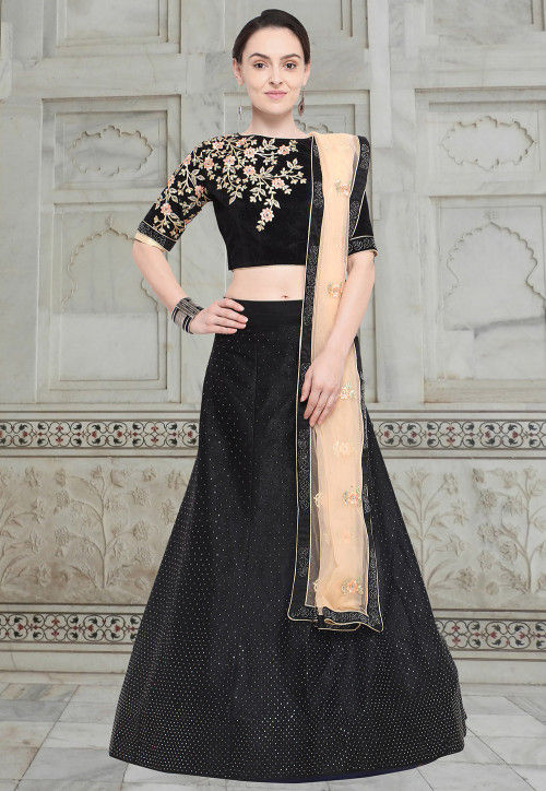 Black velvet lehenga online outlet