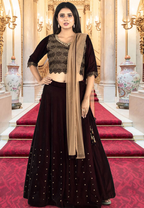Korean Silk Black Lehenga Choli for Pakistani Wedding Dresses – Nameera by  Farooq