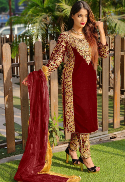 Red Wedding Punjabi Patiala Suit SHROY283106 – ShreeFashionWear