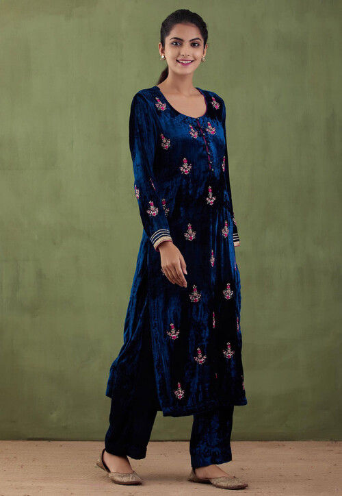 Admiral Blue Ceremonial Embroidered Pakistani Style Suit main image 1