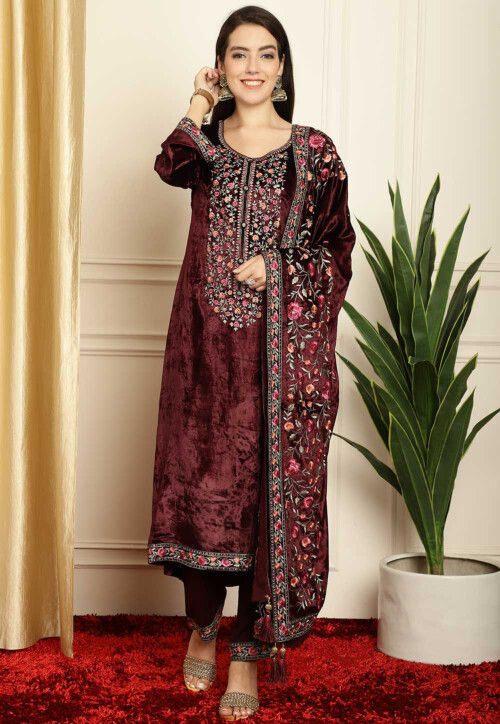 Pakistani Clothes, Embroidered Dress, Winter Clothes, Dhanak Embroidered  Suits - Etsy
