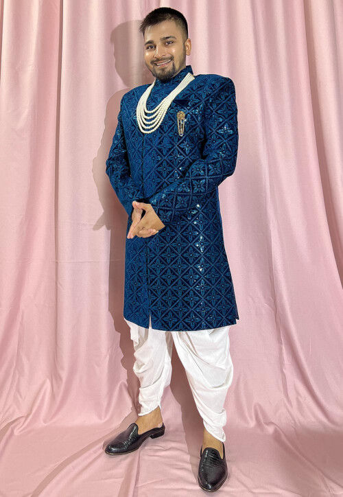 Blue velvet sherwani online