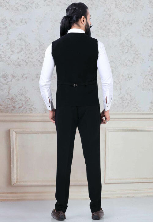 Embroidered Velvet Tuxedo in Black