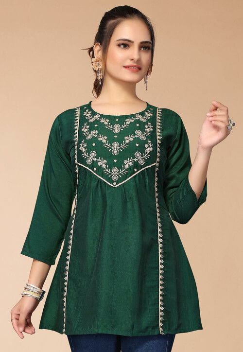 Stunning Sea Green Color Indian Ethnic Kurti For Casual Wear (K232)– PAAIE
