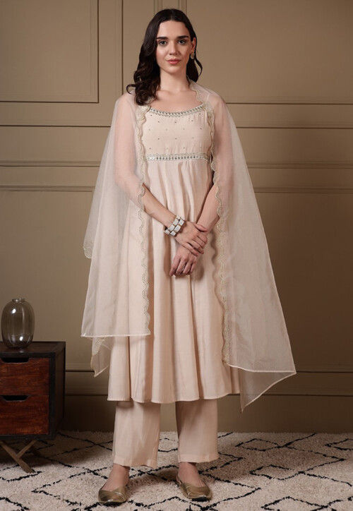 cream anarkali dress Buy Heavy Anarkali Gown USA