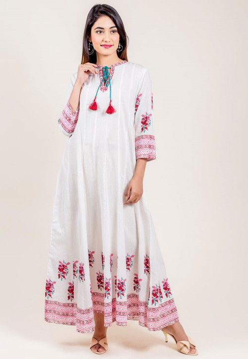 white floral anarkali