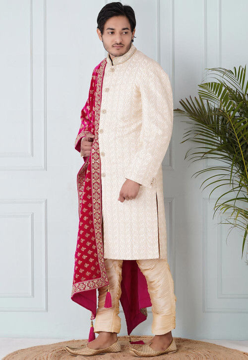 Foil Print Velvet Dupatta in Fuchsia