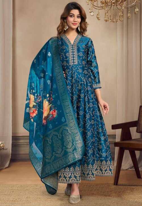 green and white dress for women Buy Festive Style Anarkali main image 1