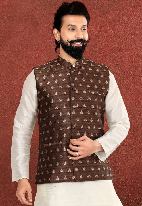 Buy Hangup Men Multicoloured Printed Nehru Jacket With Pocket Square - Nehru  Jackets for Men 6610000 | Myntra