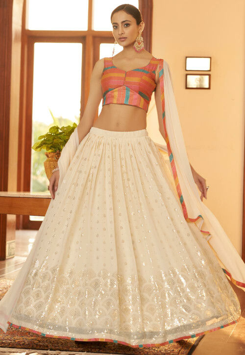 Embroidered Designer Off White Bridal Lehenga Wear for Wedding – Nameera by  Farooq