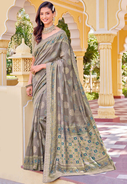 Linen Cotton Saree with Zari Border - KC180088