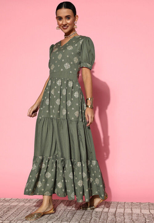 Dusty green maxi dress best sale