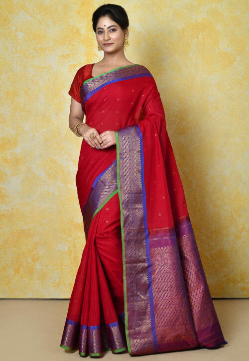 Gadwal Handloom Saree in Red
