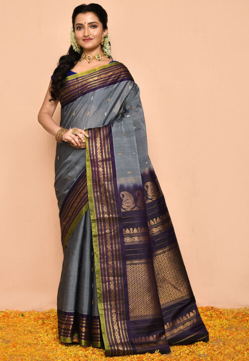 Sea Green Color Pure Cotton Solid Maheshwari Handloom Saree – BharatSthali