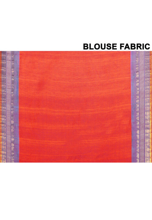 Gadwal Pure Silk Cotton Handloom Saree in Orange