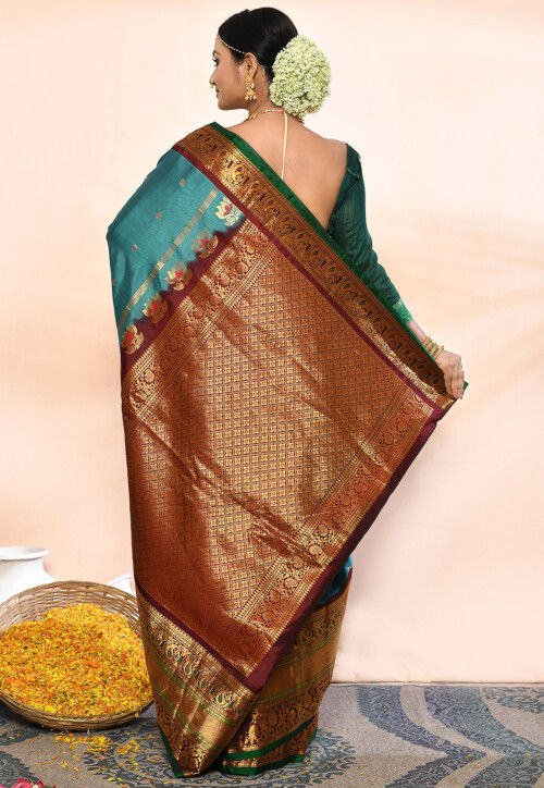 Gadwal Pure Silk Handloom Saree in Blue