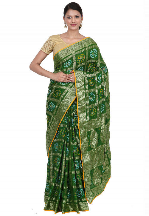 Gharchola Art Silk Saree in Green : SJN7251