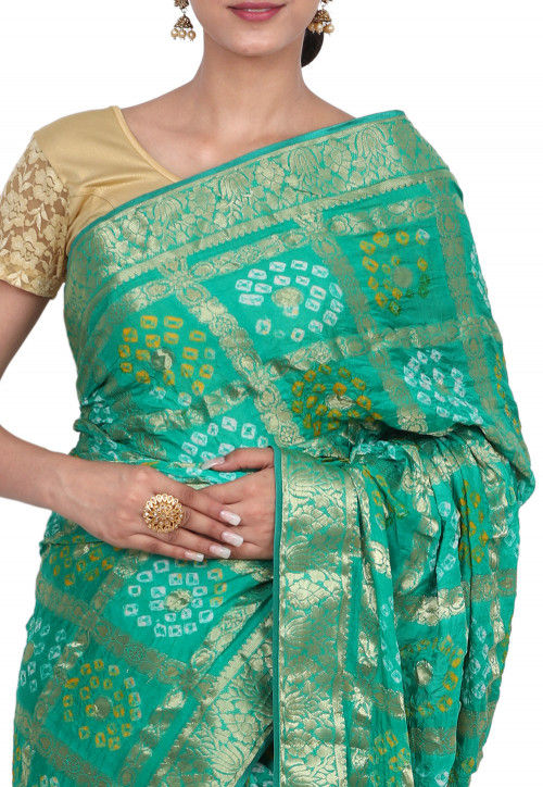 Gharchola Art Silk Saree in Teal Green