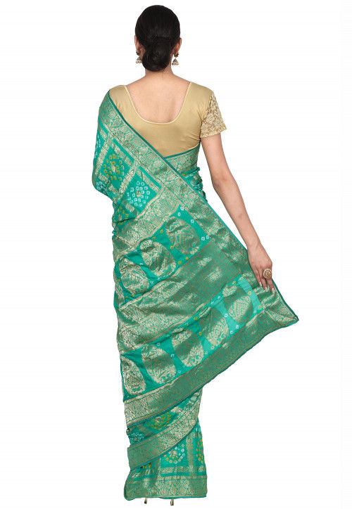 Gharchola Art Silk Saree in Teal Green