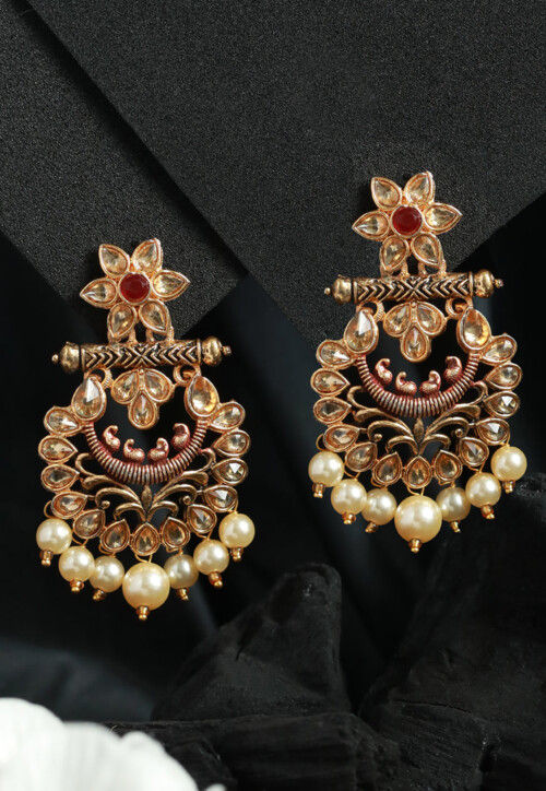 Gold Plated Big Chandbali Kundan Earrings – ShopBollyWear.Com