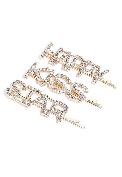 Gold Plated Stone Studded Hair Clip Set