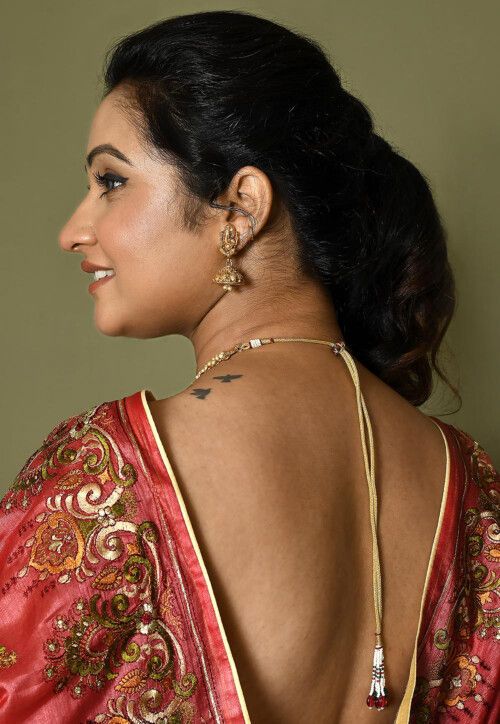 Golden Polished Pearl Temple Choker Necklace Set