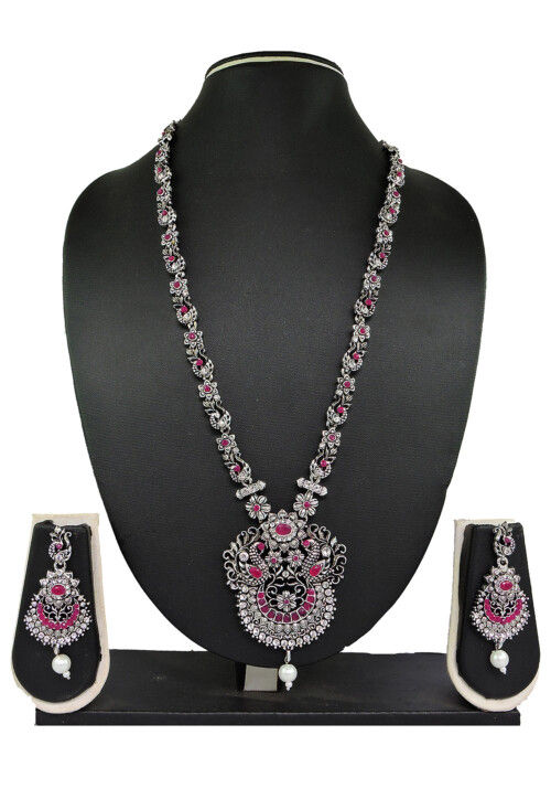 Golden Polished Stone Studded Necklace Set
