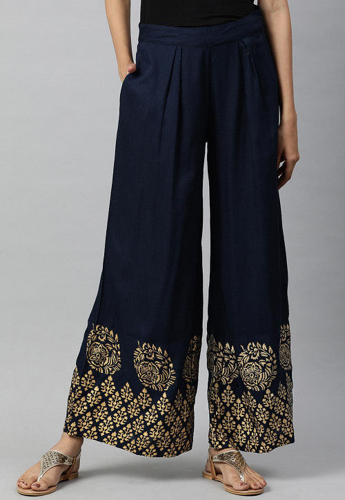 Shop Ink Blue Palazzo Pants by Prisma  Stylish and Comfortable
