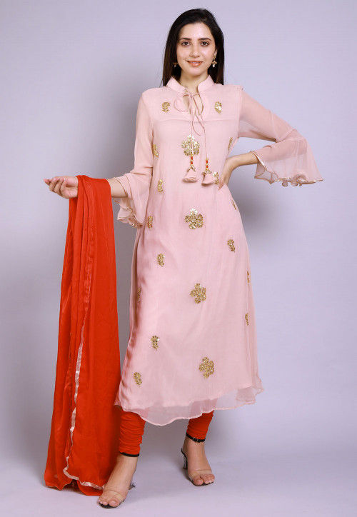 Buy Pink & Orange Kurta Suit Sets for Women by Ishin Online | Ajio.com