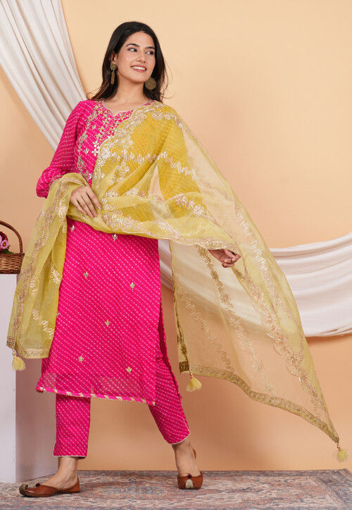 Gota Patti Organza Dupatta in Yellow