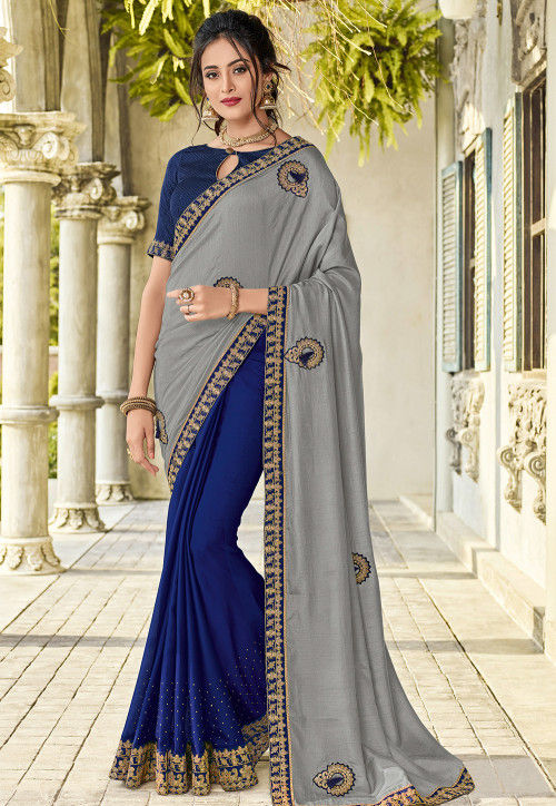 Saree Grey Blue BDS-2602 – Maria.B. Designs (AE)