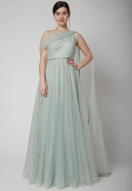 Endearing Women Lavender Solid One-Shoulder Maxi Dress with Attached Dupatta  | Shoulder maxi dress, Maxi dress, Dress