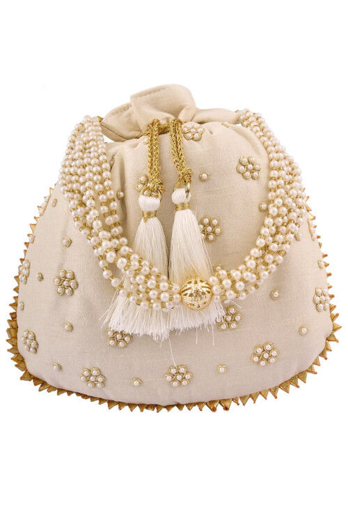 Handcrafted Wedding Drawstring Potli Bag With Glass Beads Embroidered Boho  White Velvet Embellish Evening Luxury Purse Handbag for Woman - Etsy