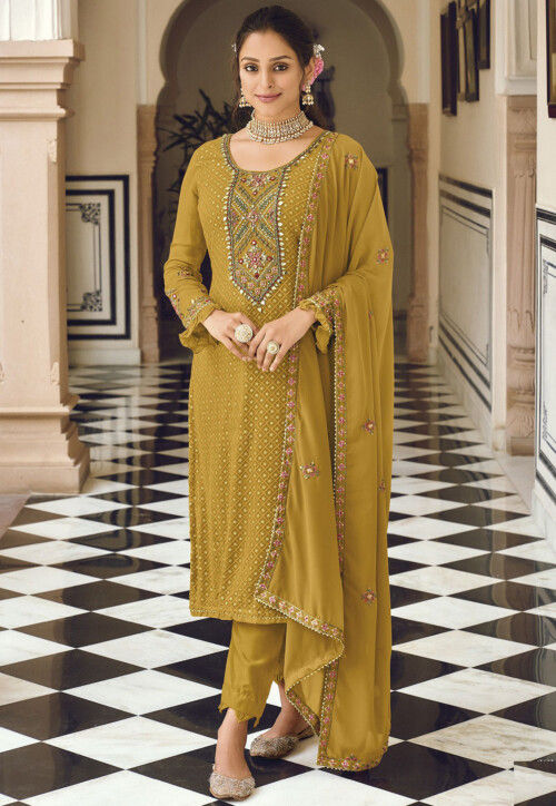 Mustard colour sale punjabi suit