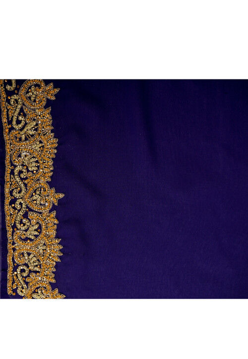 Hand Embroidered Georgette Saree in Navy Blue