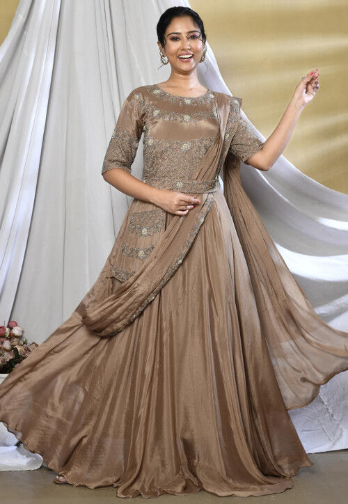 Corded Blouse with attached Dupatta and Hand-embroidered Lehenga – Estie  Couture