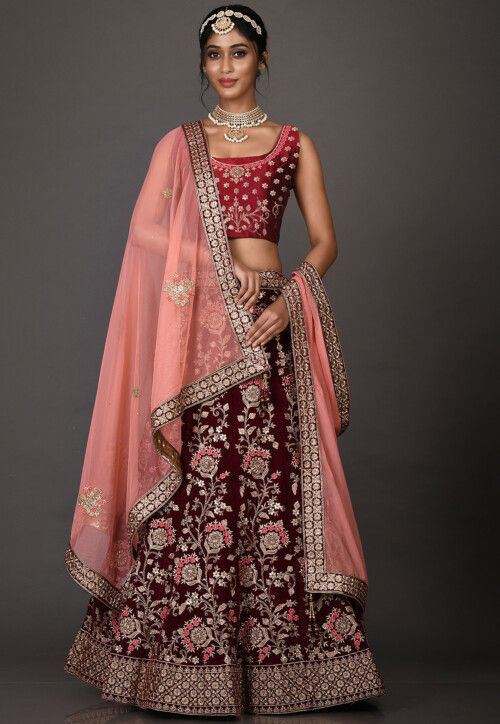 Red Color Bridal Wear Embroidered Velvet Fabric Lehenga | Designer lehenga  choli, Bridal lehenga, Indian bridal lehenga