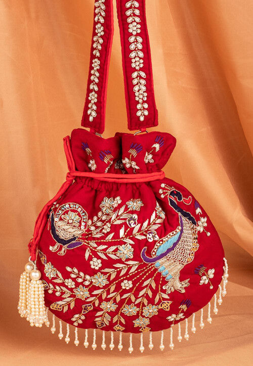 Red velvet online potli bags