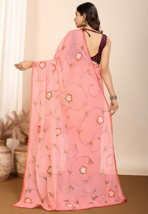 Petal Drift (Handpainted Lavendar Chiffon Saree)