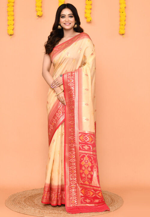 Handloom Art Silk Saree in Beige